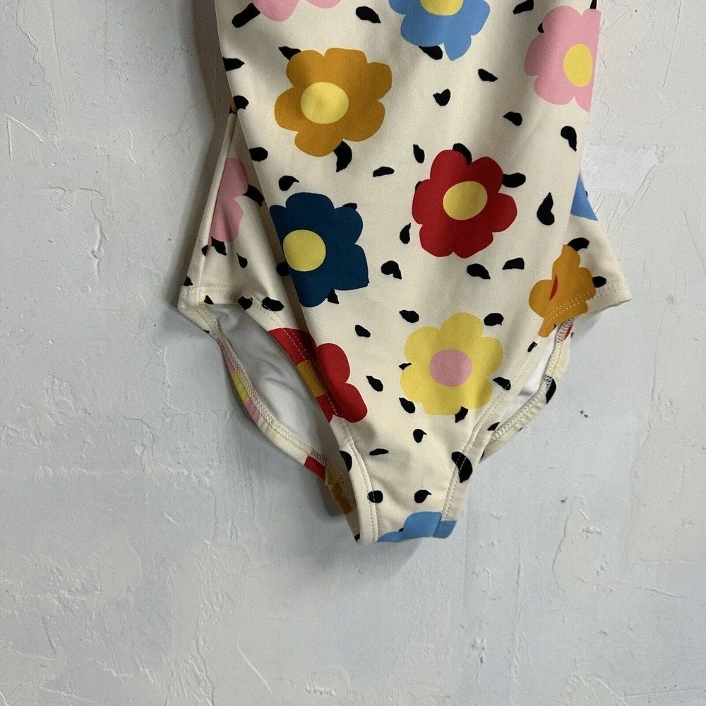Hanna Anderson Girls 6-7 One Piece Floral Swimsuit Bows Beach Summer